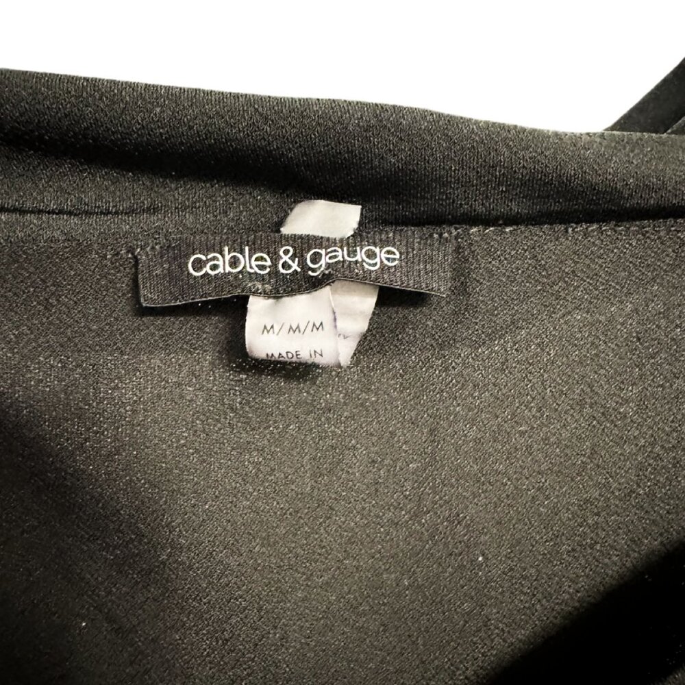 Cable & Gauge Black Draped Neck Blouse, 3/4 Sleeve Top Size M - Picture 3 of 3